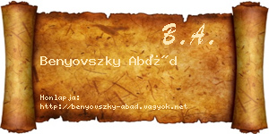 Benyovszky Abád névjegykártya